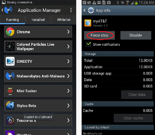 stop running applications to save battery power for android