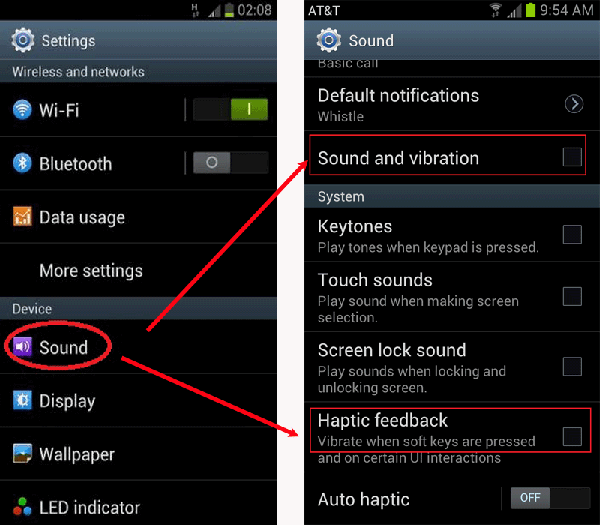 turn off vibration and haptic feedback to save battery power for andoid phone