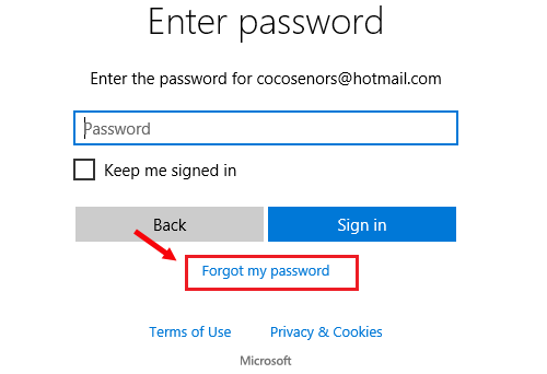 select forgot my password