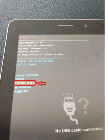 factory reset hp touchpad