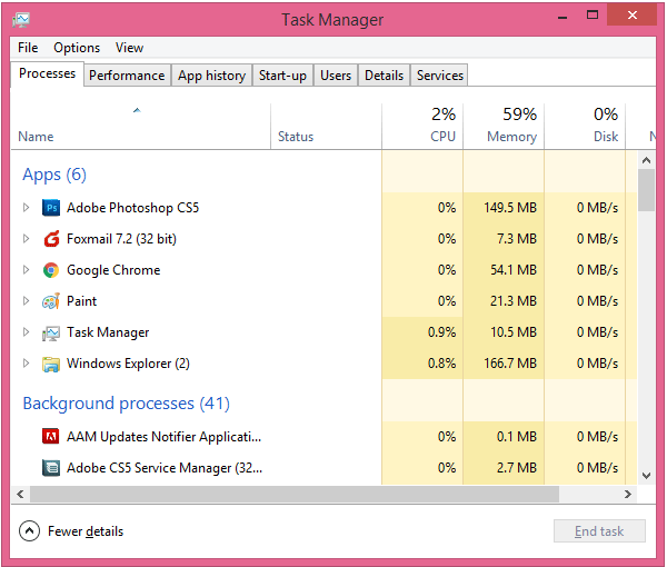 task manager shortcut win 8.1