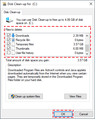 disk cleanup in Windows 10