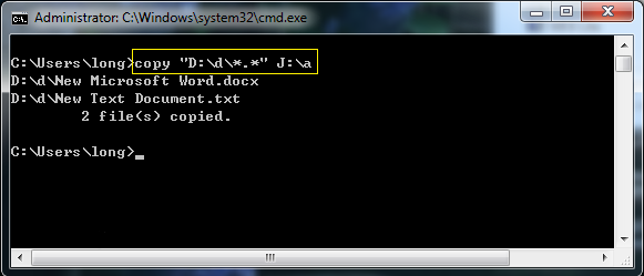 copy text command prompt windows 7