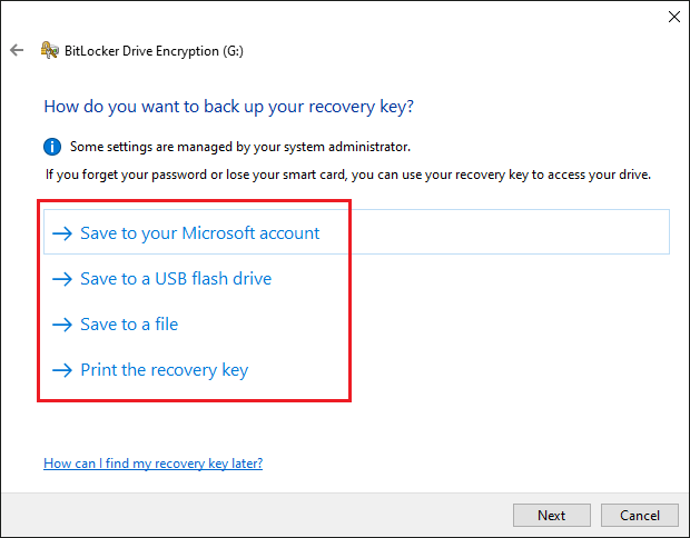 Save the recovery key