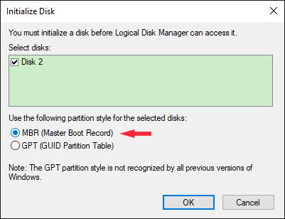 Select partition style