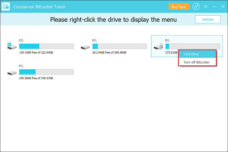 Right-clcik to manage BitLocker