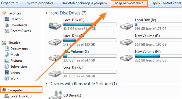 map network drive in windows 7