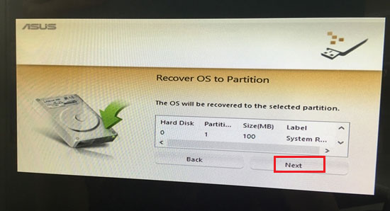 recover os to partition