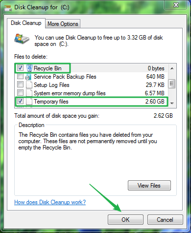 disk cleanup service pack backup files