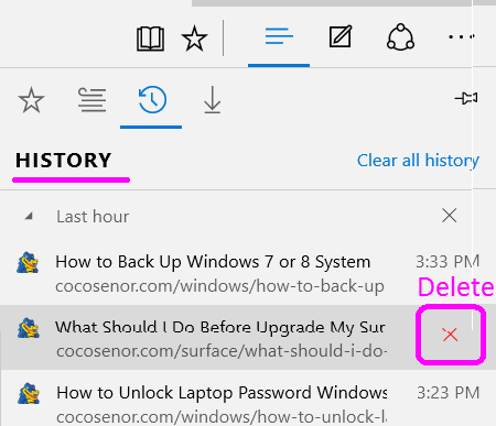 delete edge browsing history