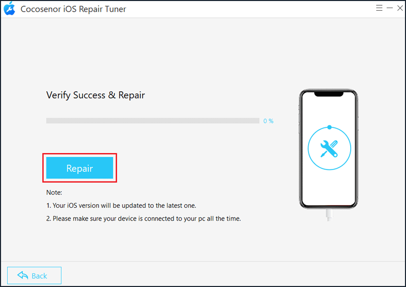 click the Repair button