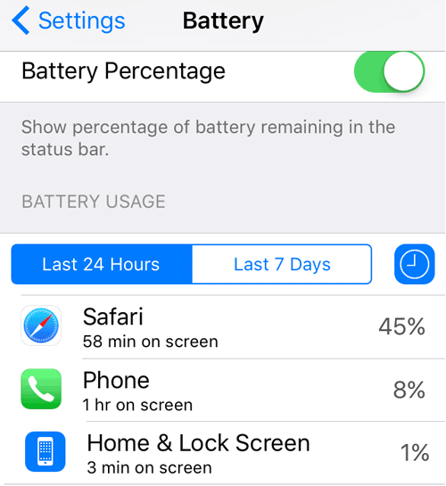 check iphone se battery usage