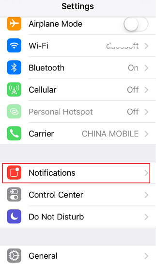 turn off iphone notification