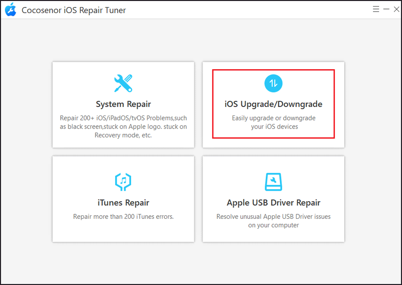 choose iOS Upgrade or Downgrade