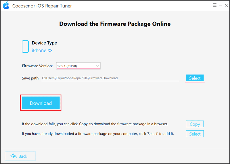 download the firmware package