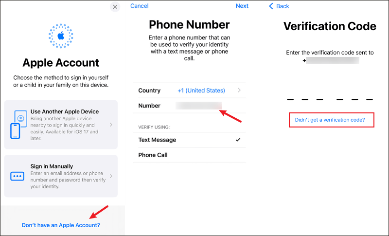 Create an Apple ID in Settings