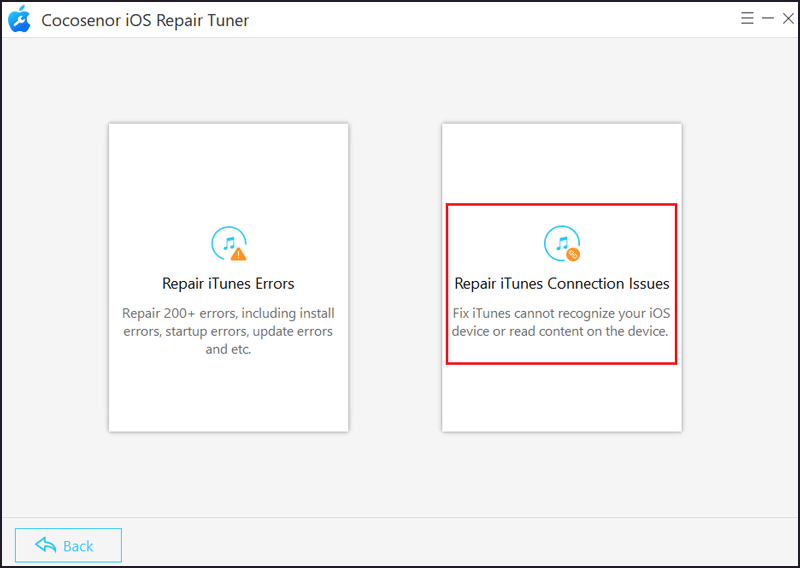 select Repair iTunes Connection Issues