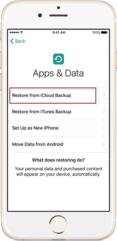 restore from iCloud backup