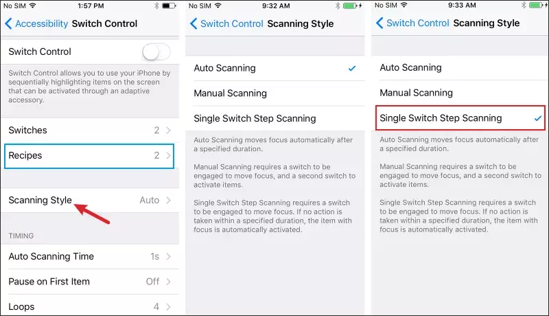 Choose Switches and Scanning Style