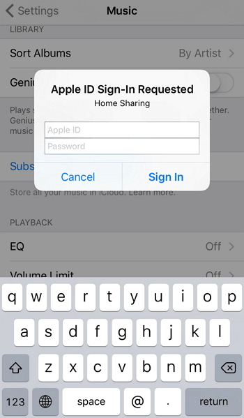 input Apple ID and Password