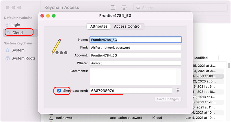 find WiFi password with iCloud keychain on Mac