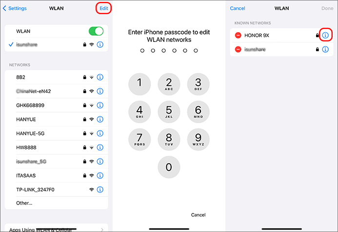 view all previously connected network