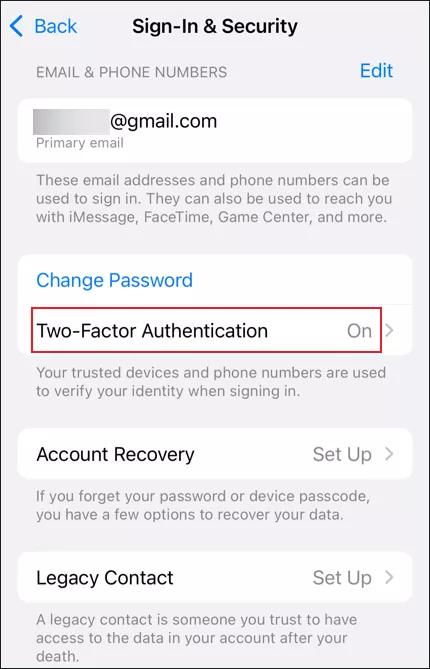 Choose Two-Factor Authentication