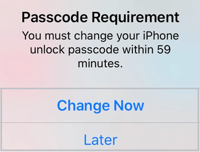 passcode requiremnet