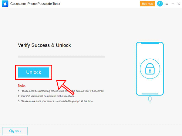 click Unlock to remove expired passcode