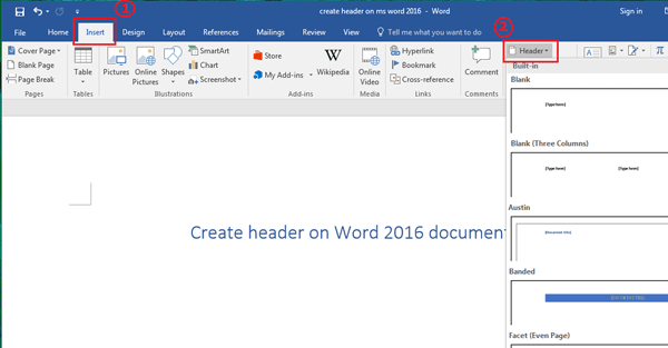 how to add headings in word 2016