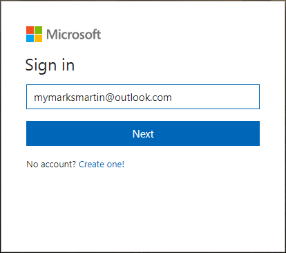 enter your outlook account email