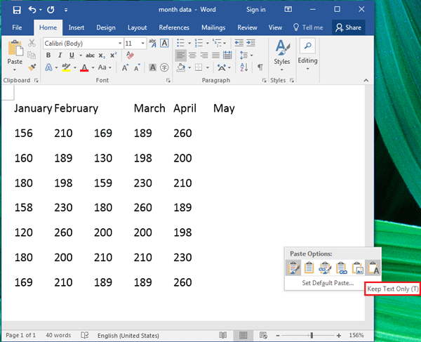 how to copy word table to excel