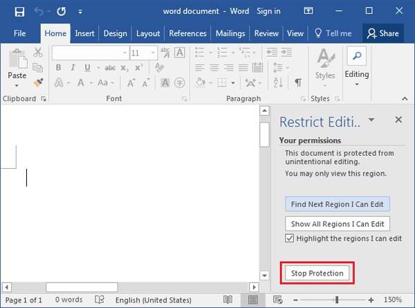 protect word document from editing