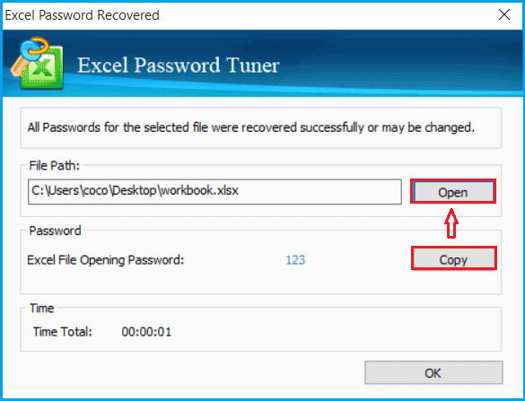 excel password is recovered