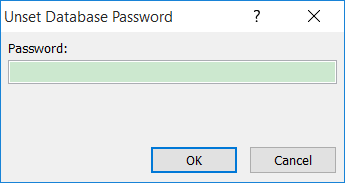 enter password to unset database password