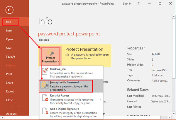 how to remove powerpoint presentation password