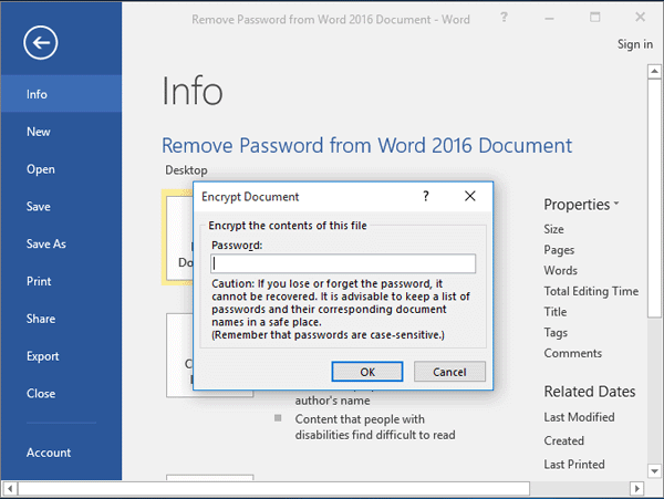 edit password protected document on word