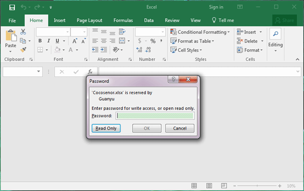 excel for mac turn off read only