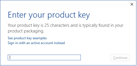 change office 2016 product key windows 10