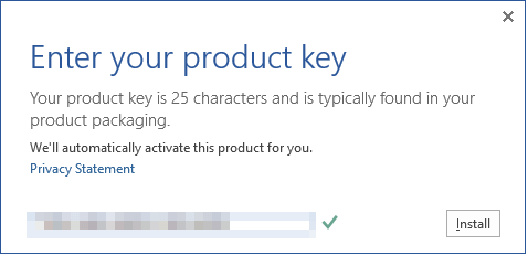 enter product key on the text box