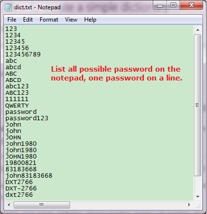 password txt list