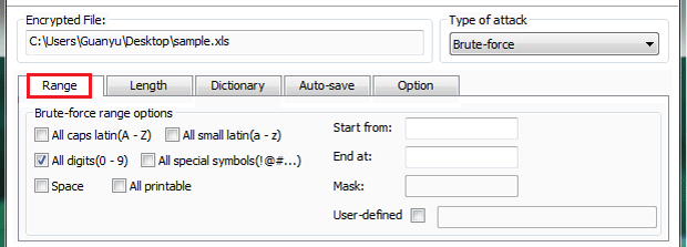 set password range