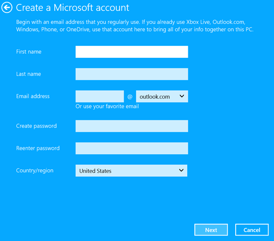 create a microsoft account