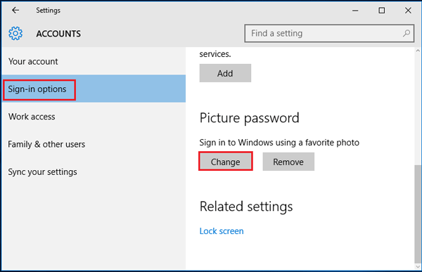 reset picture password on surface