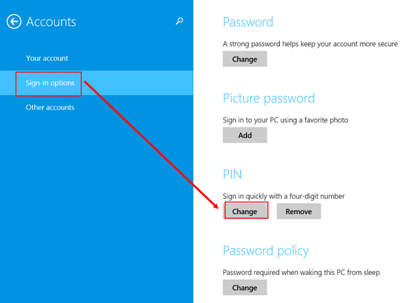 can i change pin to microsoft account without login into system
