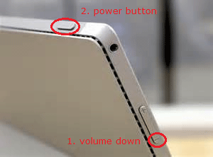 volume down and power button