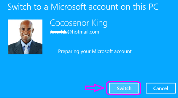 switch to microsoft account