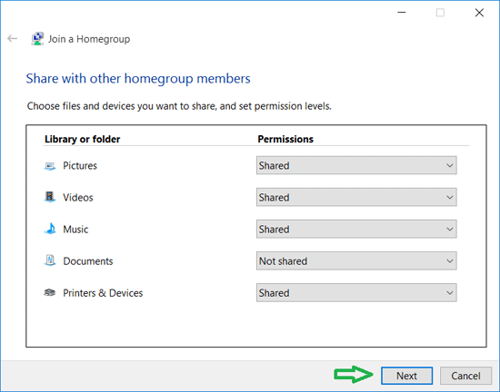 fselect files to share