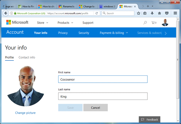 how to change real name on microsoft account