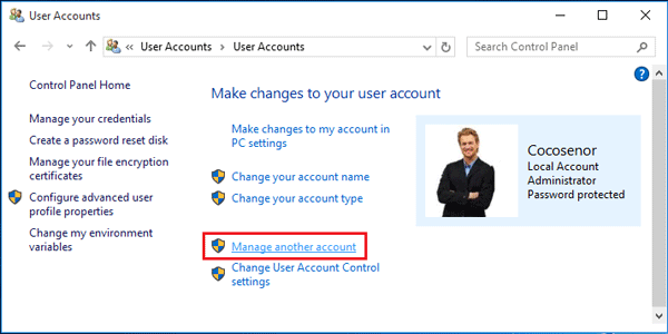 change administrator microsoft account windows 10 to local account
